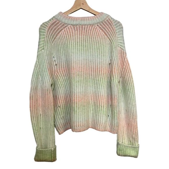 La Ligne Ribbed Space Dye Crew Pullover Sweater Cream Peach Seafoam Size Large - Picture 9 of 16